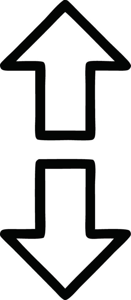 A black and white drawing of an arrow pointing up vector