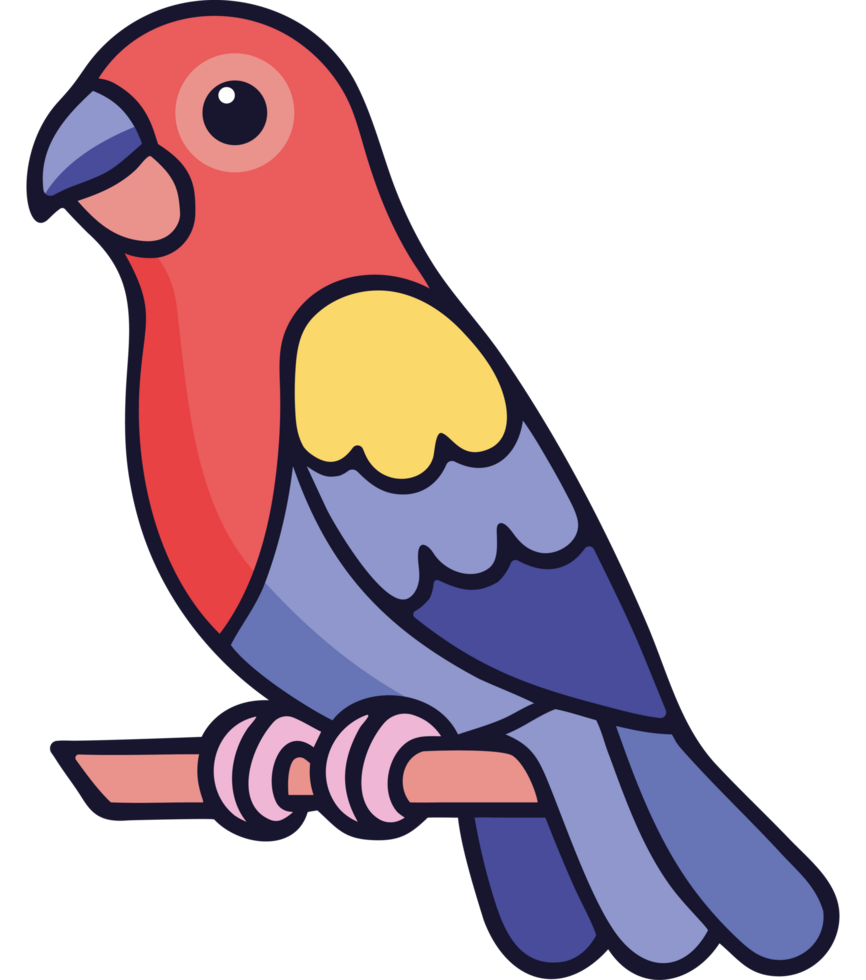 Exotic parrot perched colorful rainforest bird icon png