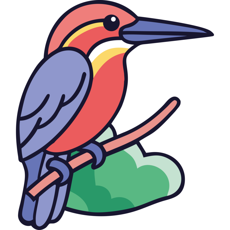 Colorful kingfisher perched on rock tropical bird icon png