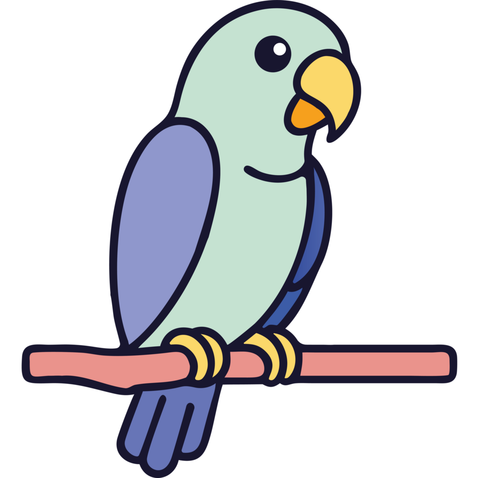 Elegant blue and white parrot perched rainforest icon png