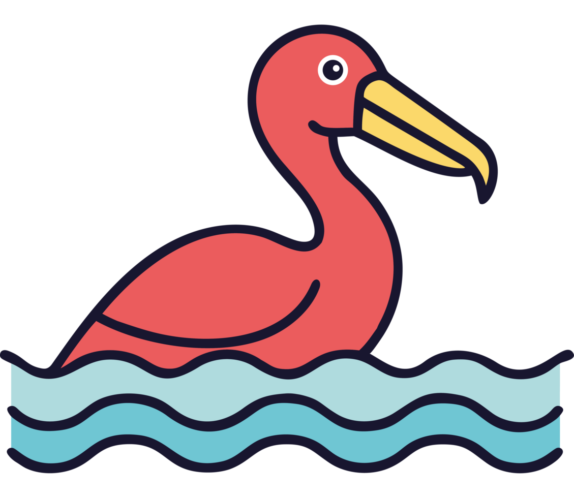 Graceful flamingo wading tropical wetlands bird icon png