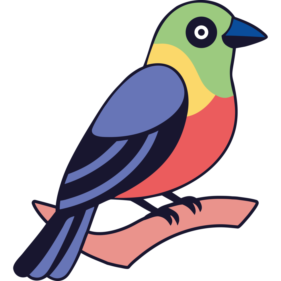 Exotic songbird perched vibrant rainforest bird icon png