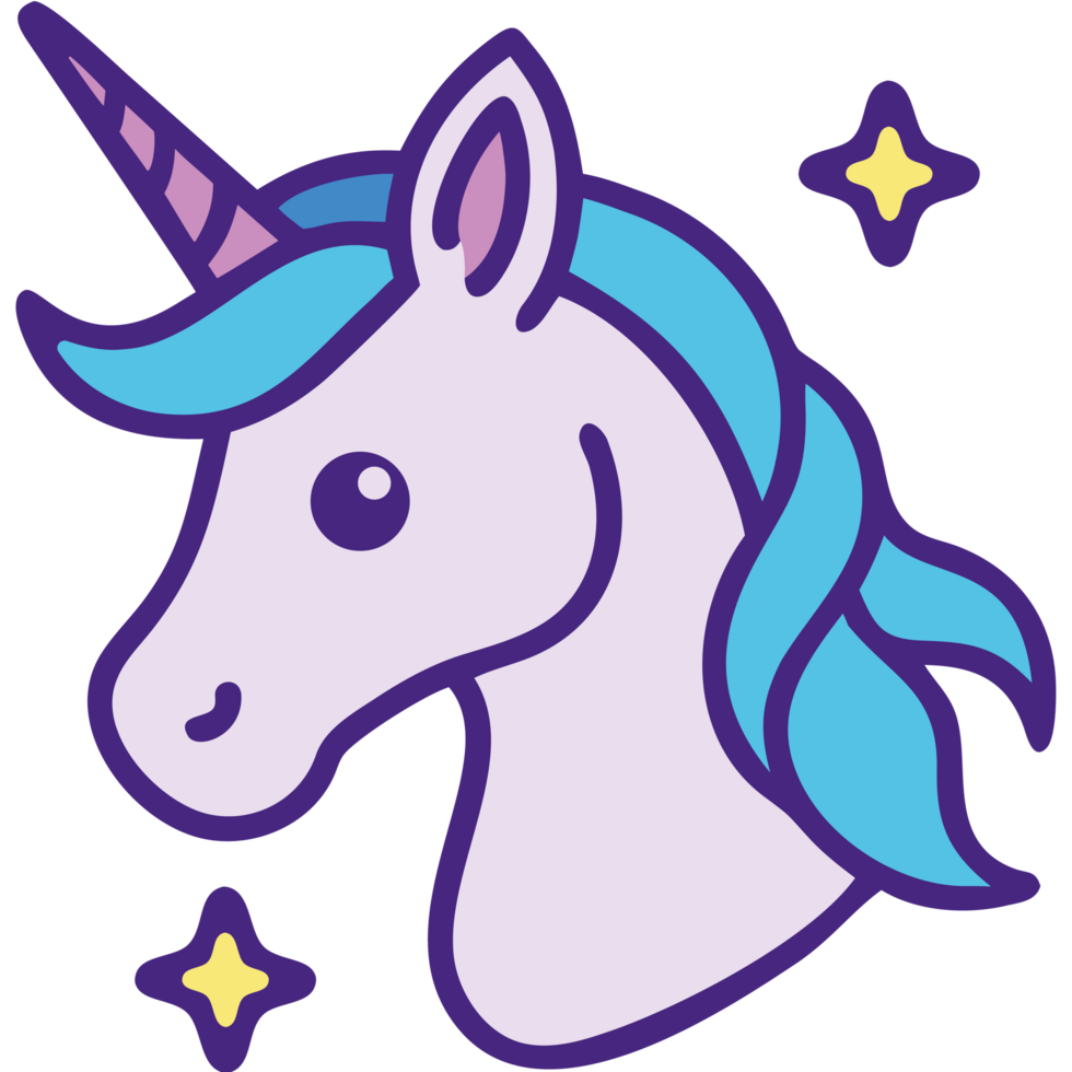 magical unicorn with colorful mane png