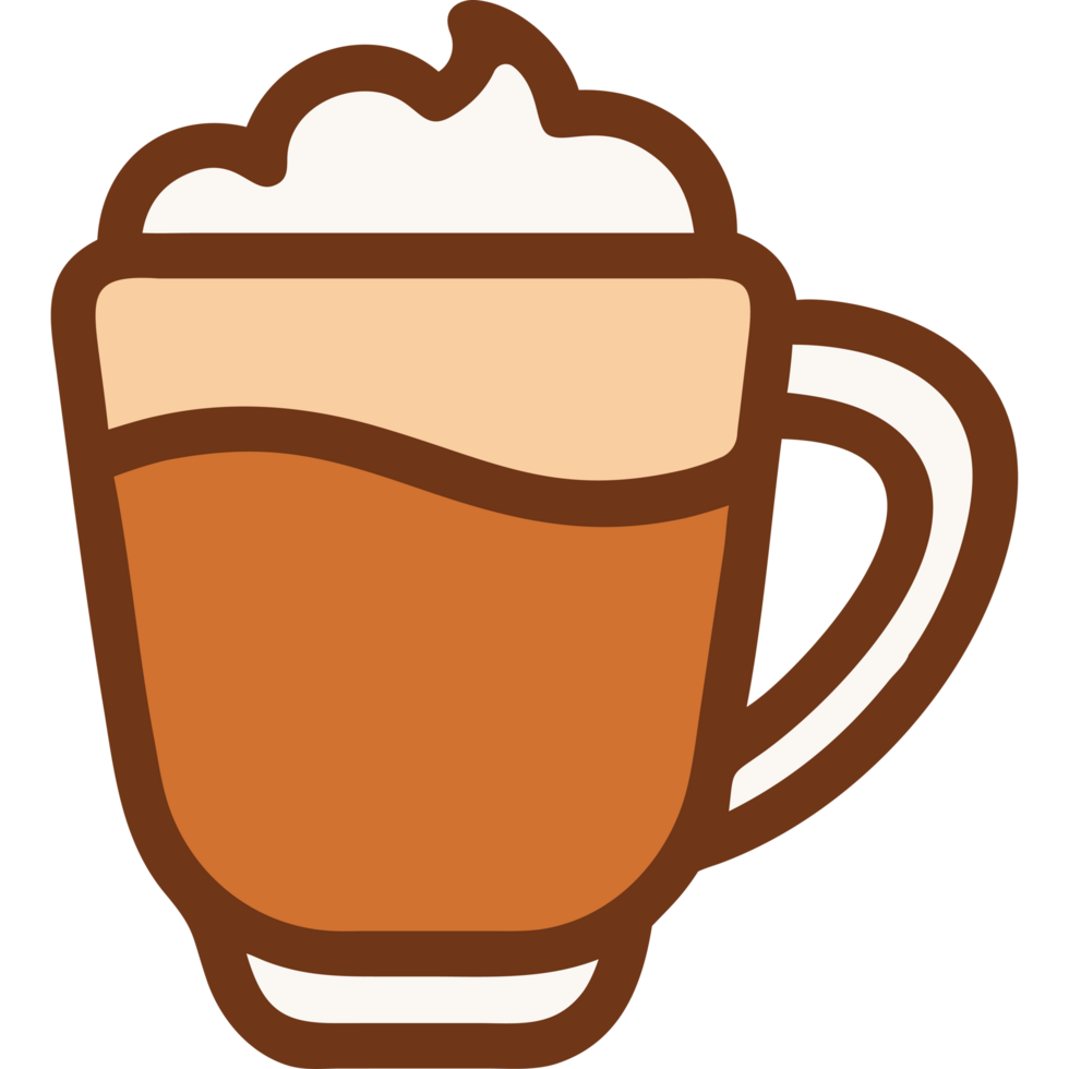 Hot coffee cappuccino with creamy foam png