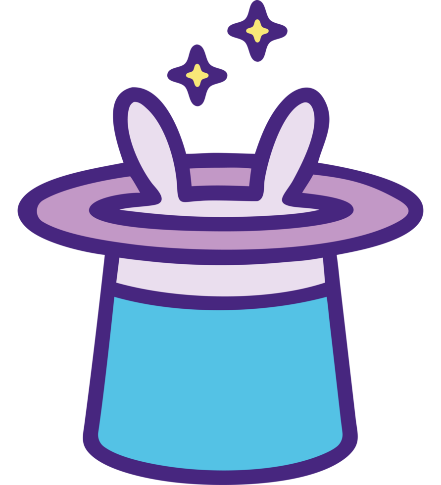 Magical top hat with rabbit and sparkles png