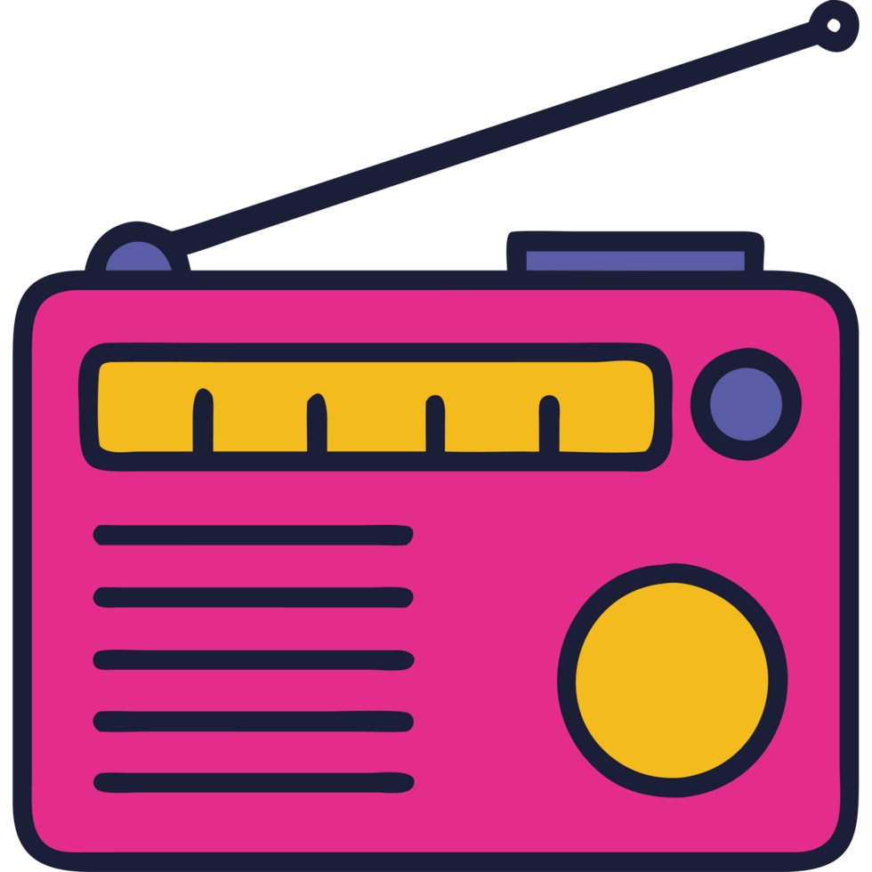 Retro object transistor radio icon png