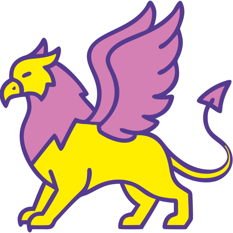 Majestic fantasy griffin with purple wings png