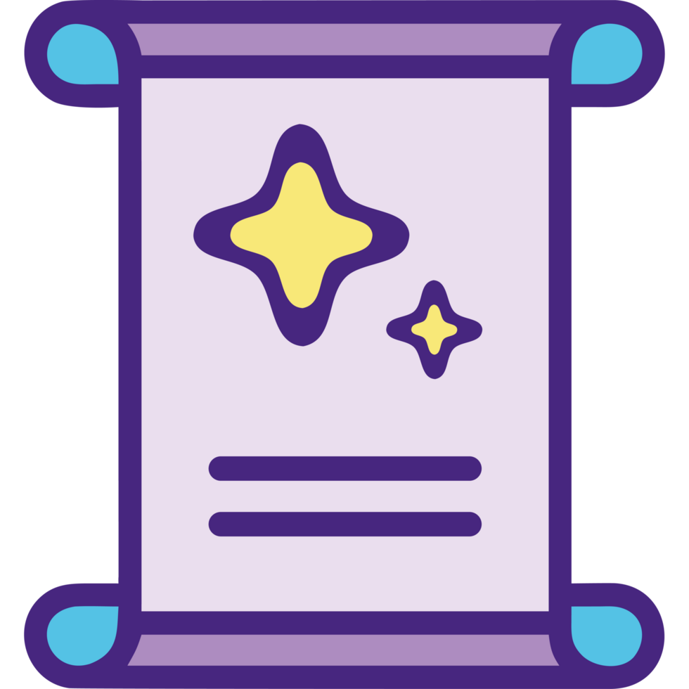 Magical scroll with glowing star png
