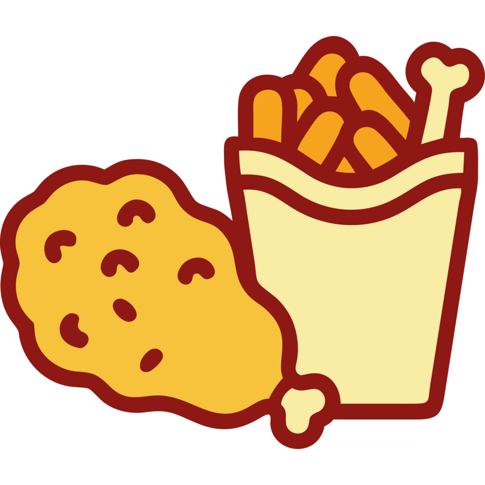 Crispy fast food combo with nuggets and fries png