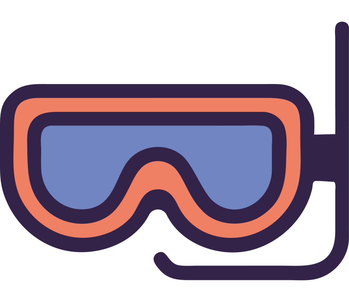Diving goggles on ocean waves icon png