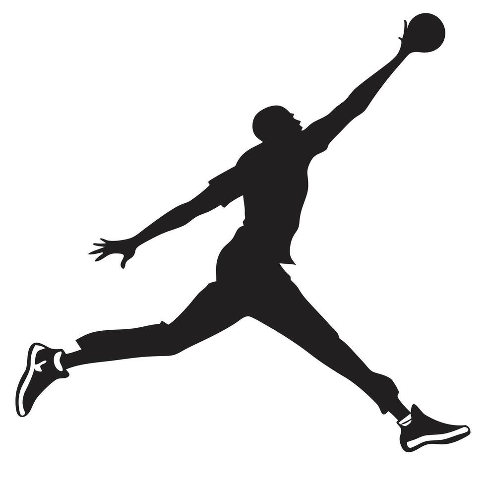 Basketball Player Silhouette In Mid Air vector