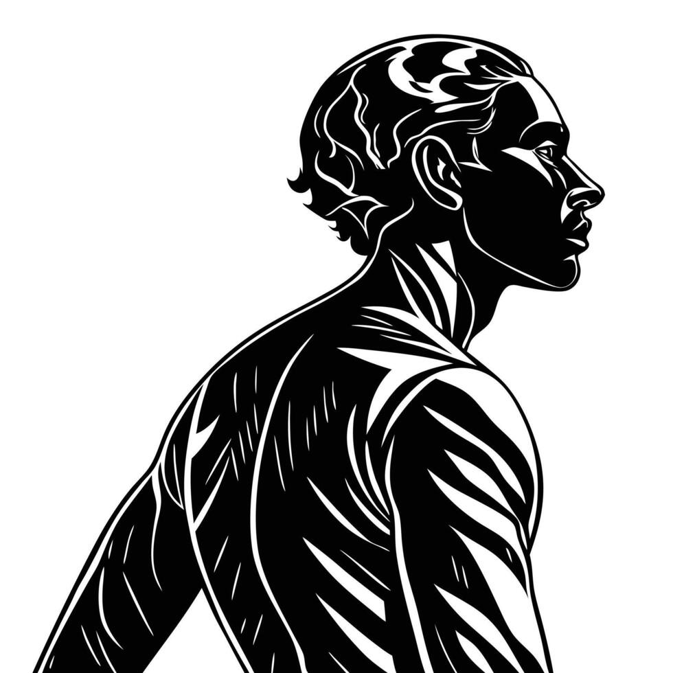 Abstract Man Silhouette Black And White vector