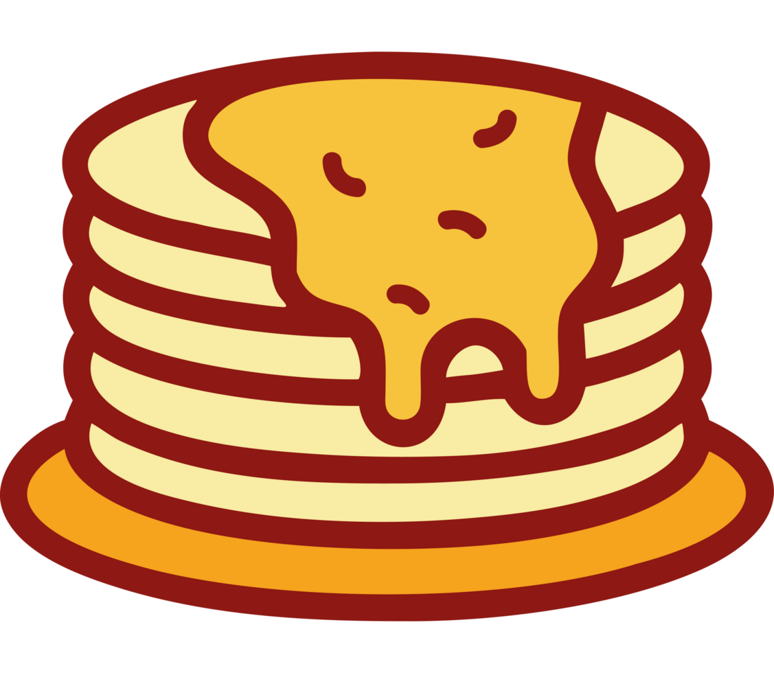 Sweet fast food pancake stack with syrup png