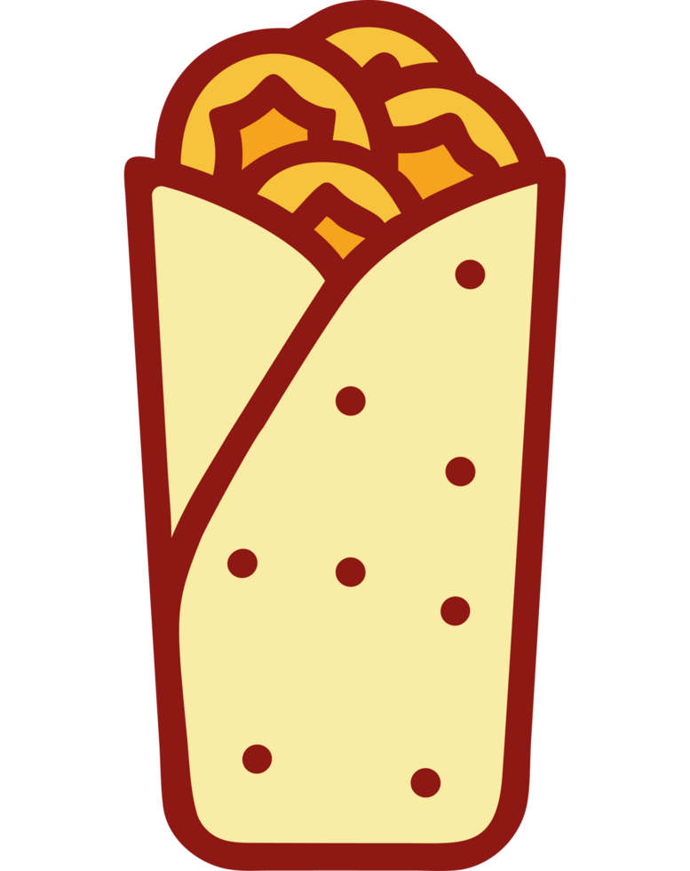 Tasty fast food burrito with filling png