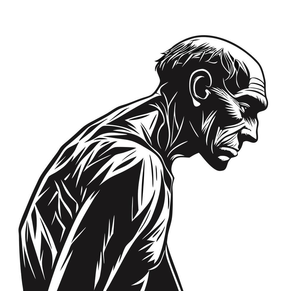 Black And White Man Silhouette Illustration vector