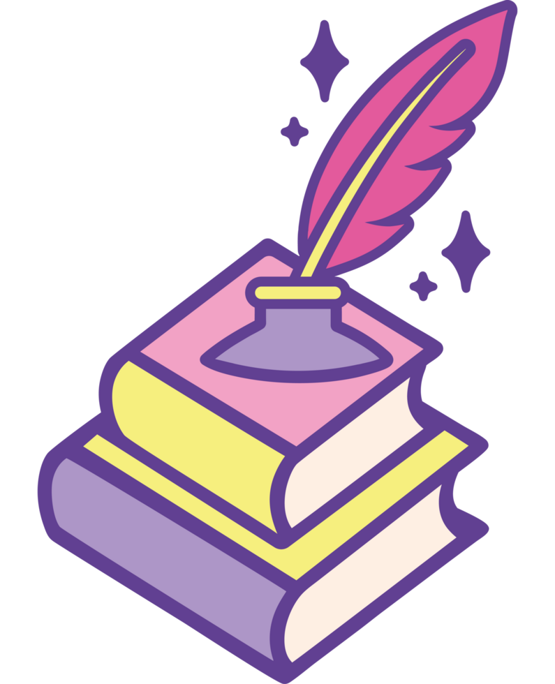 Quill and fairy tale book icon png