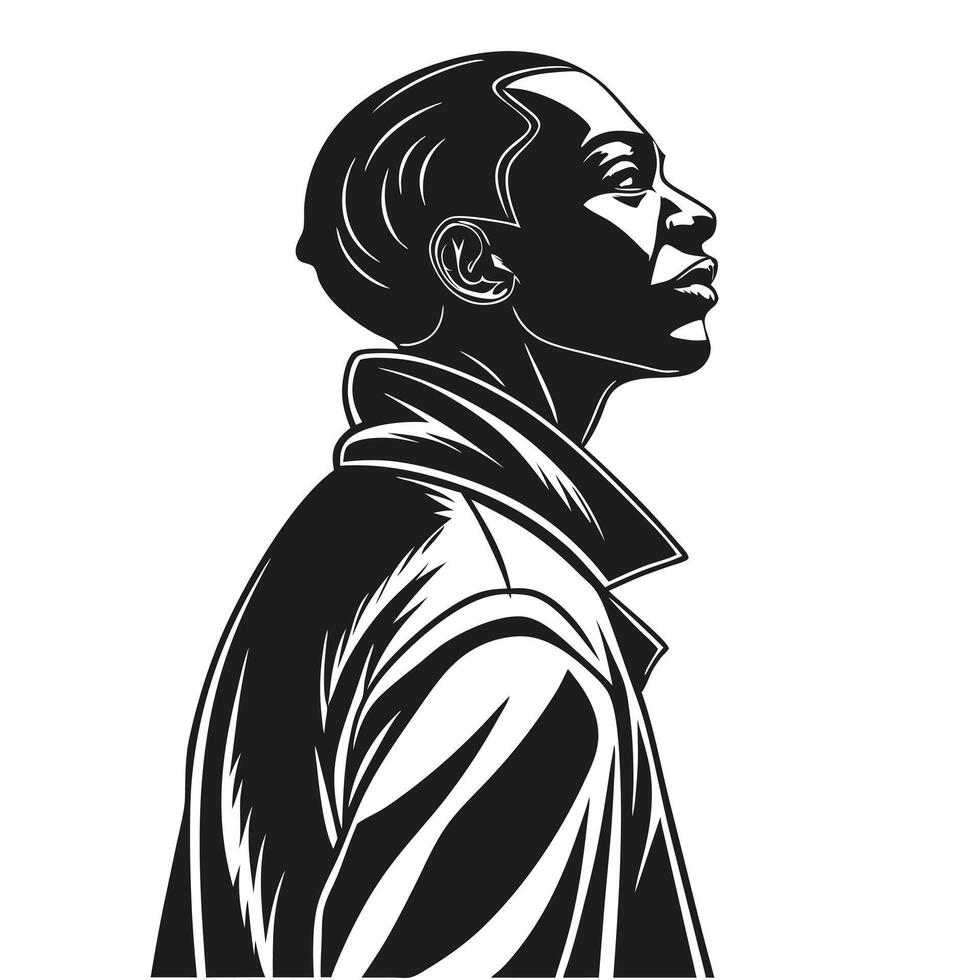 Black And White Portrait Of A Man vector