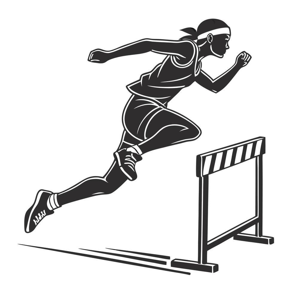 Athlete Jumping Over Hurdle Illustration vector