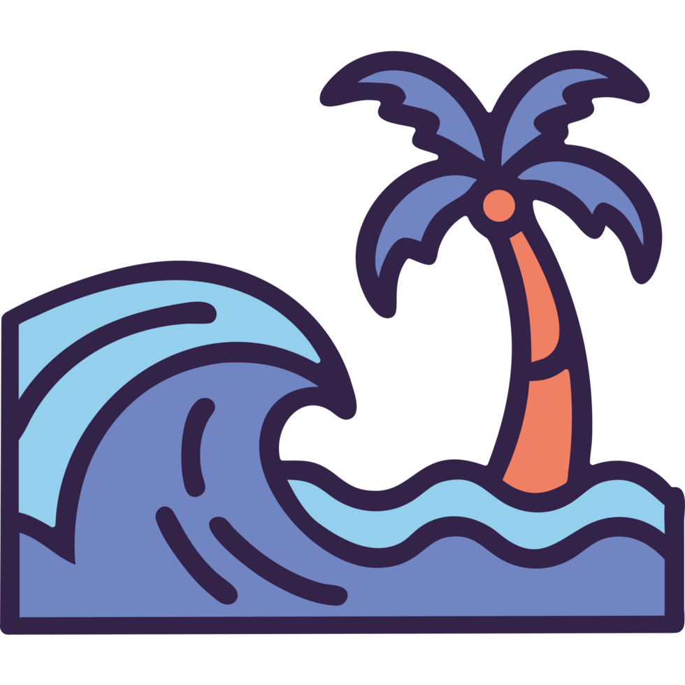 Palm tree with curved wave icon png