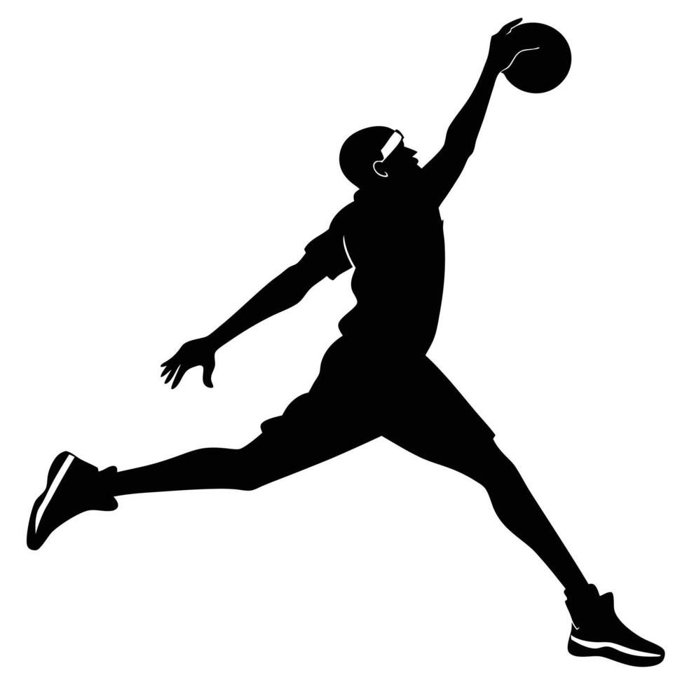 Basketball Player Dunking Silhouette Sport Action vector