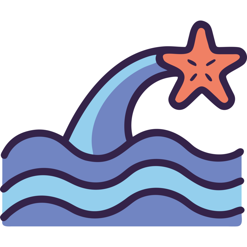 Starfish on ocean waves icon png
