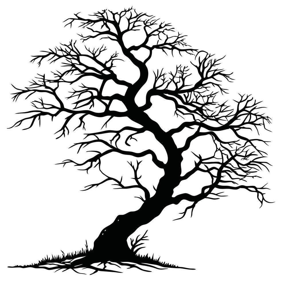 Bare Tree Silhouette Illustration Design vector