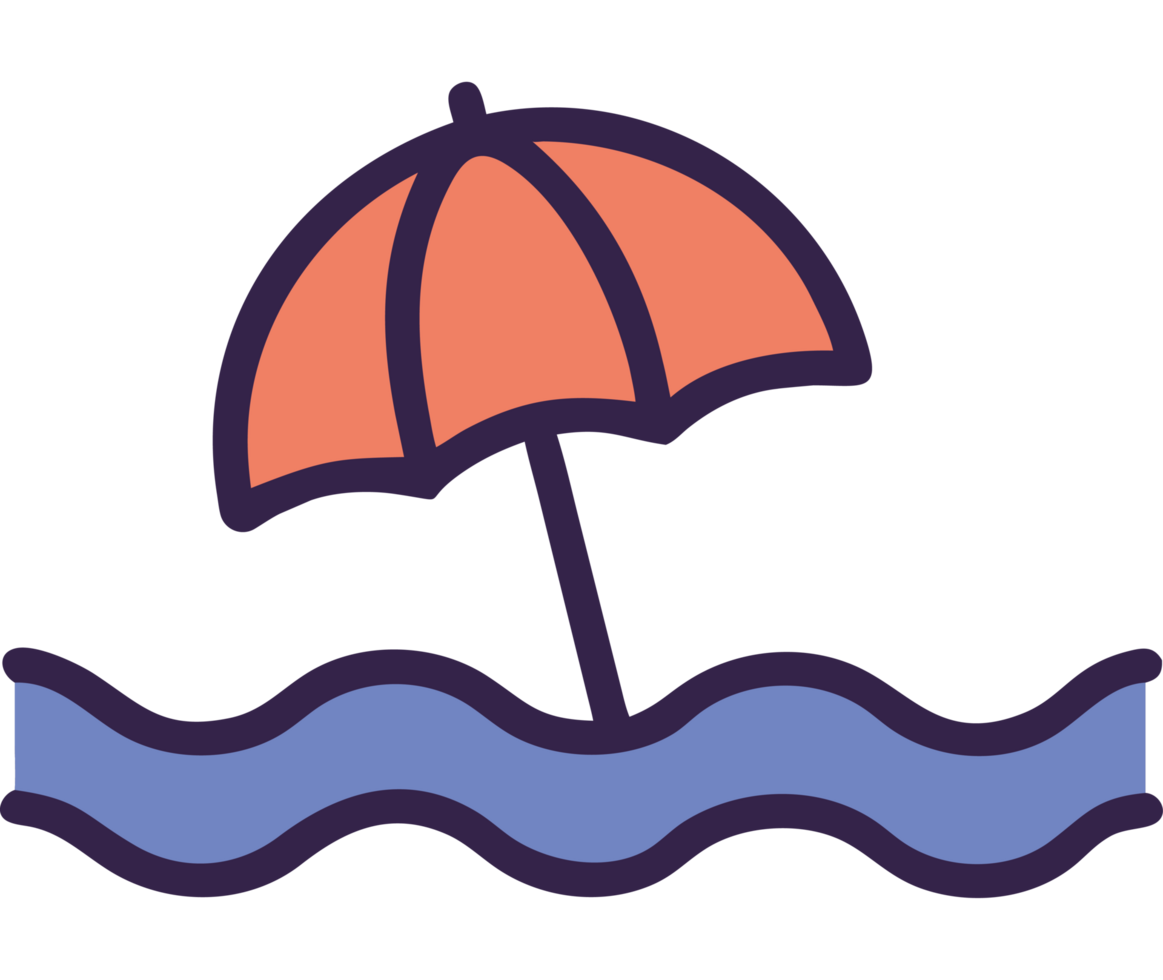 Beach umbrella with waves icon png