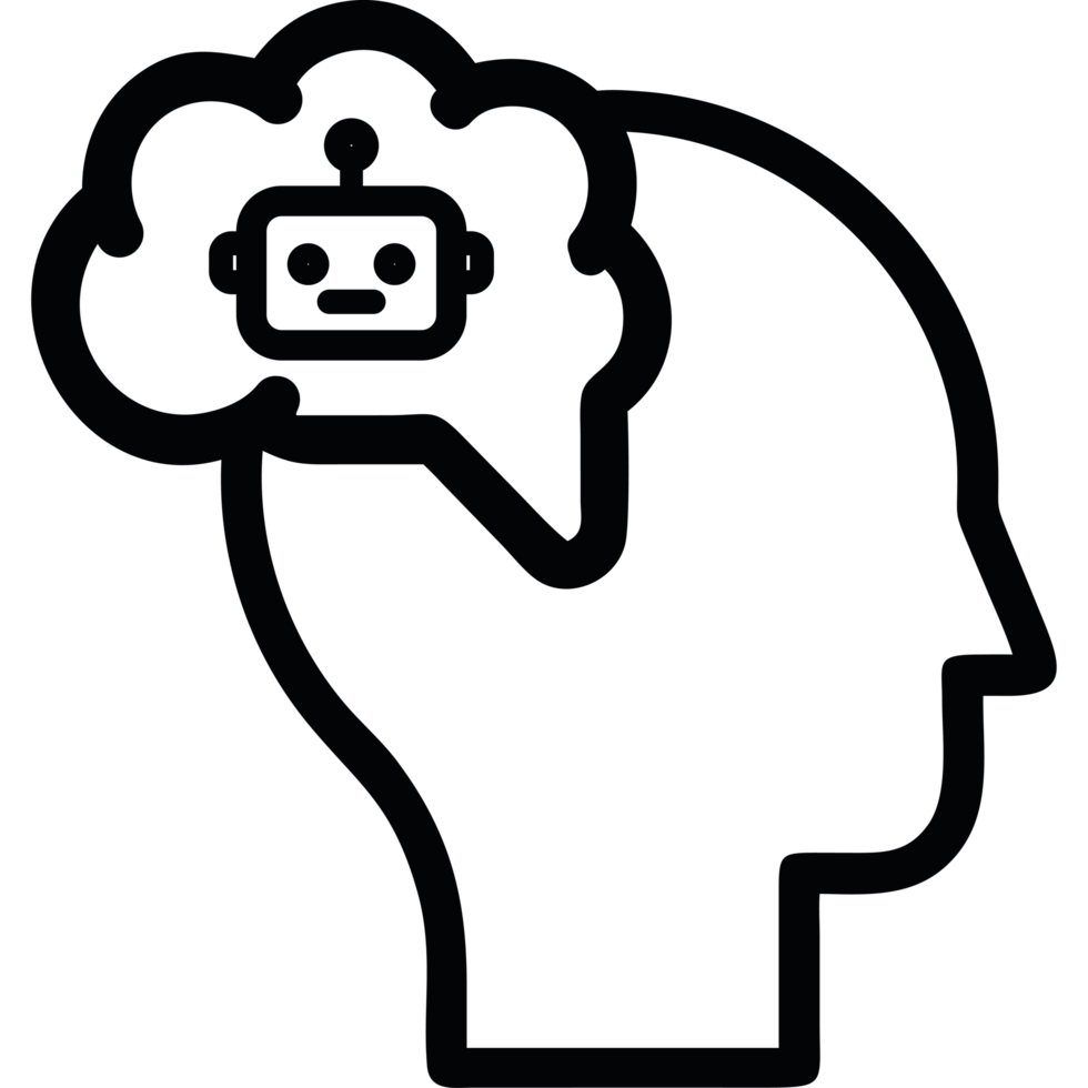 Head with chatbot icon png