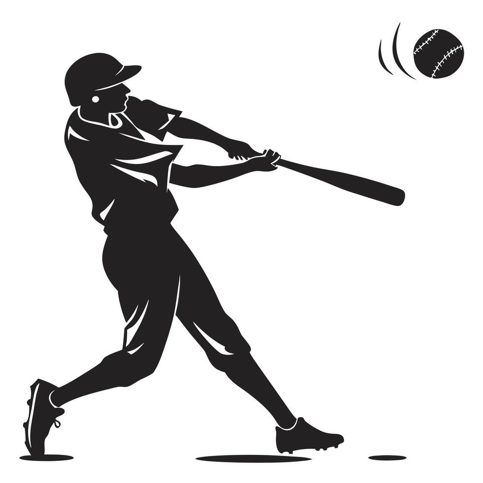 Baseball Player Silhouette Hitting The Ball vector