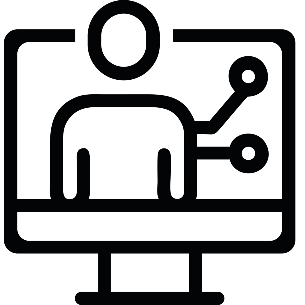 Human interacting with AI icon png