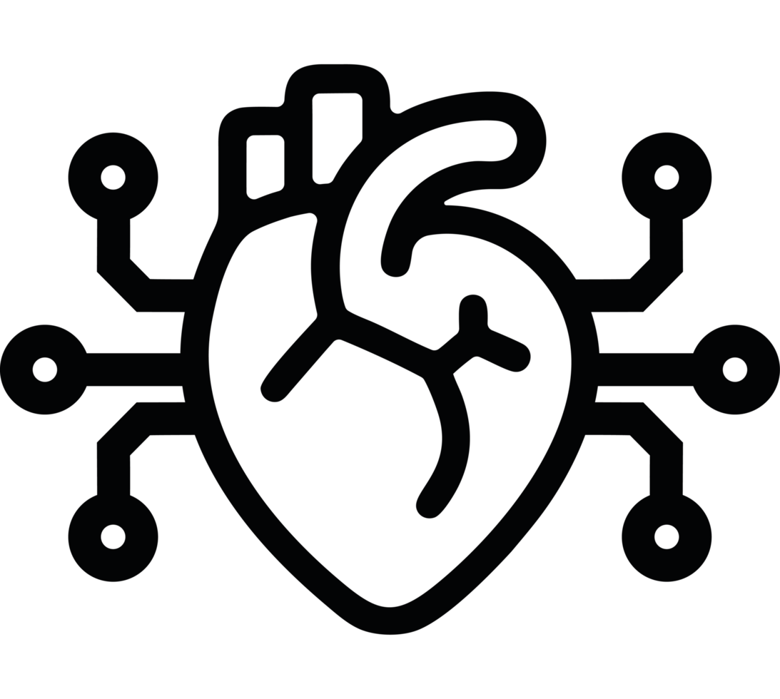 AI and Human Heart with connections icon png