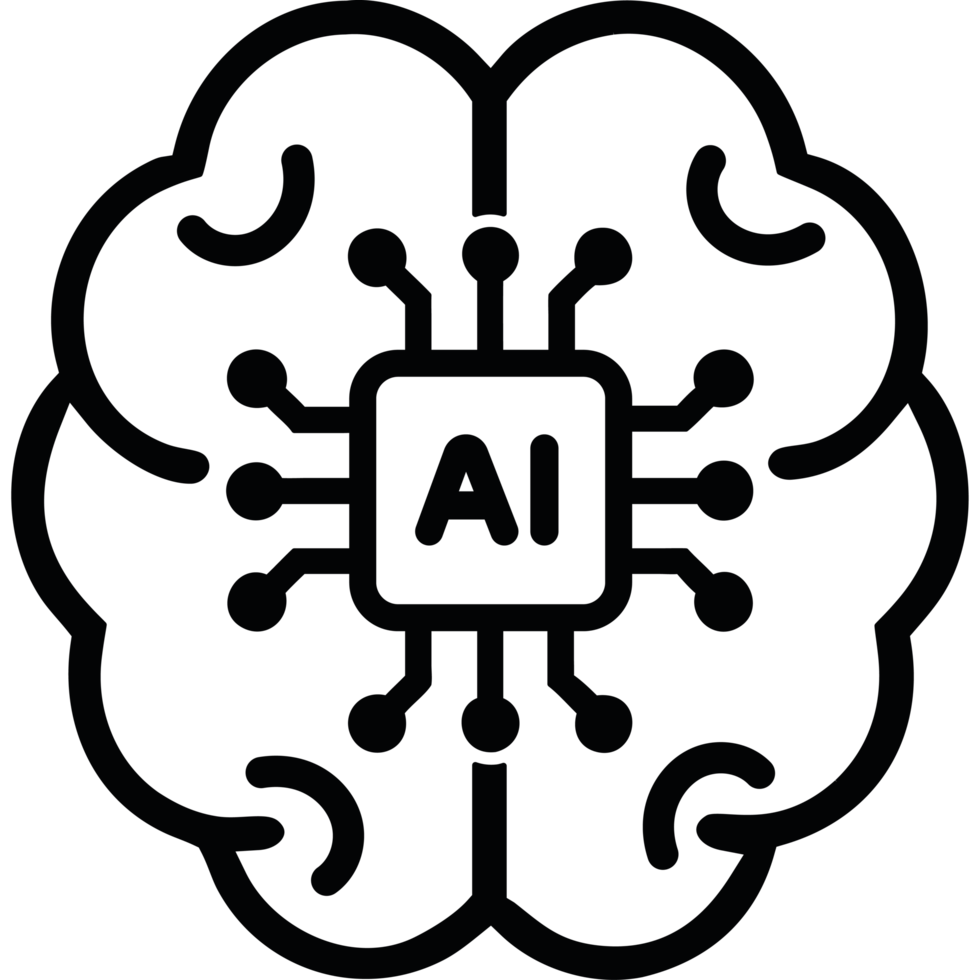 AI and Human Brain chip icon png