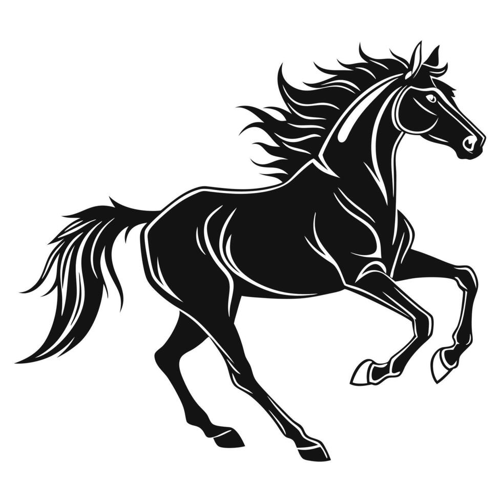 Black Horse Silhouette Running Isolated vector
