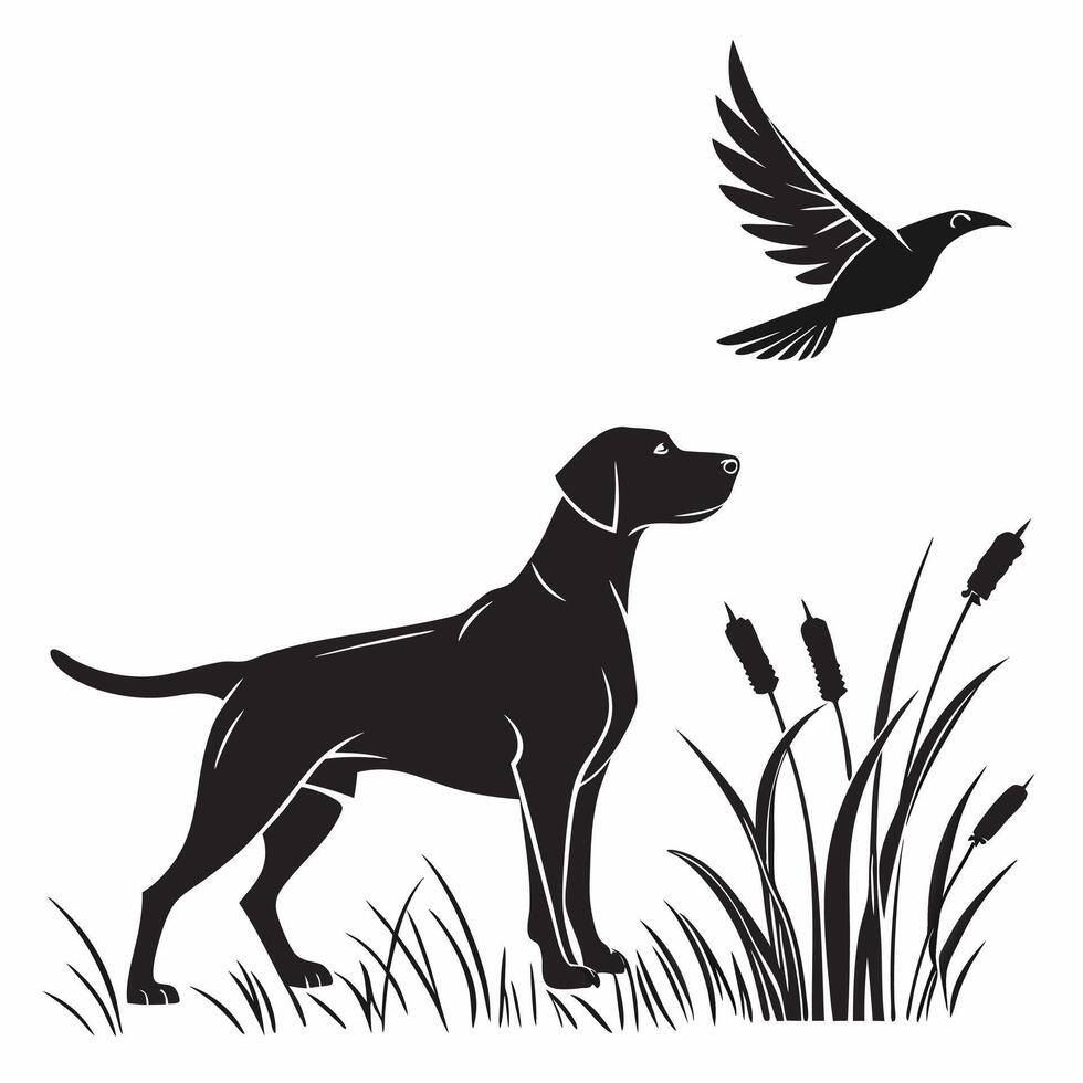 Black Dog Bird Wetland Silhouette vector