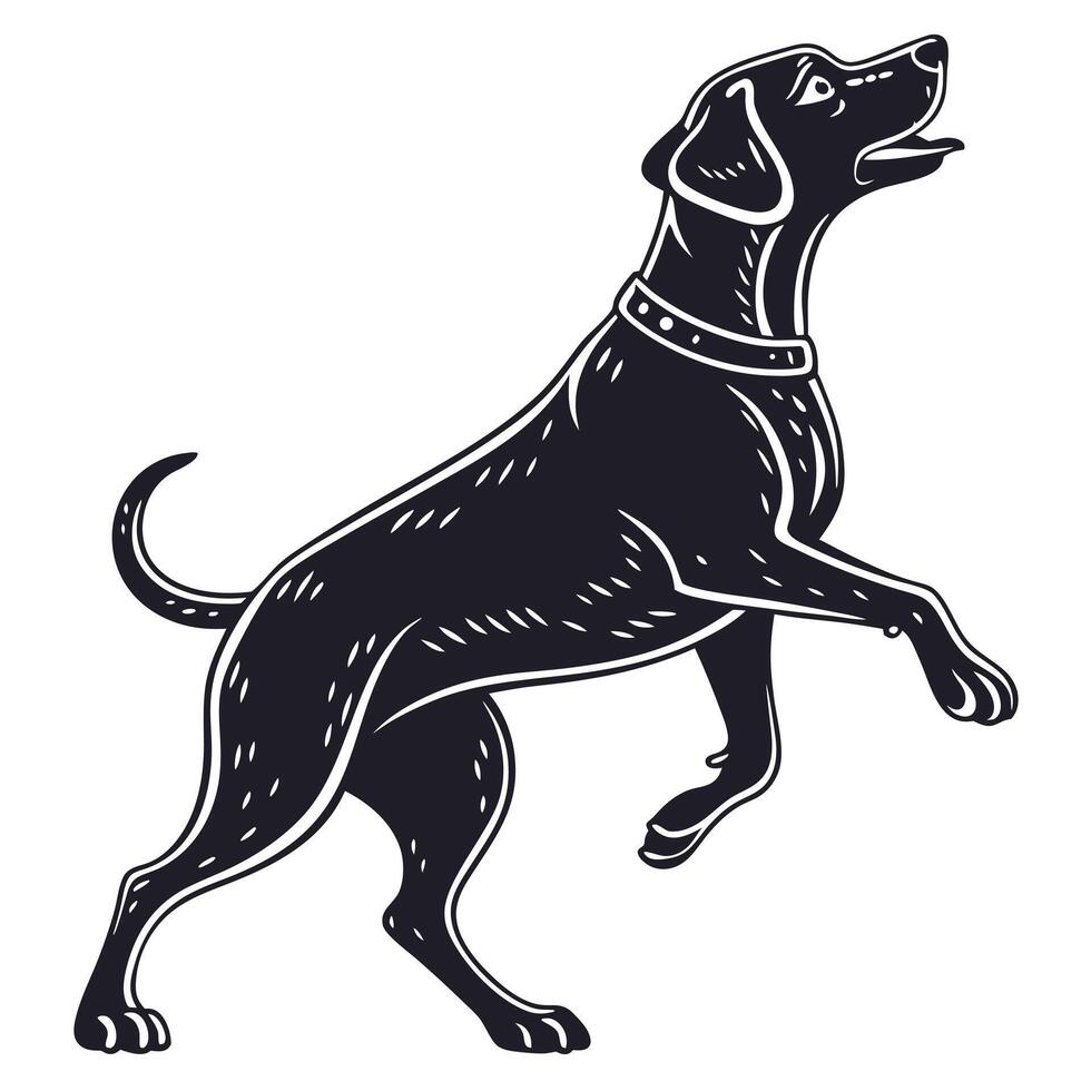 Black Dog Standing Illustration Bark Animal vector