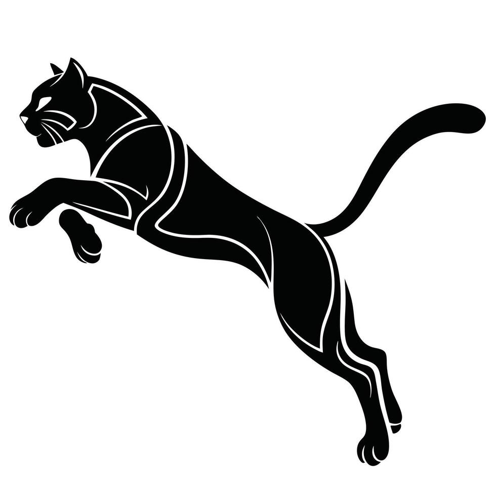 Black Panther Leaping Tribal Illustration vector