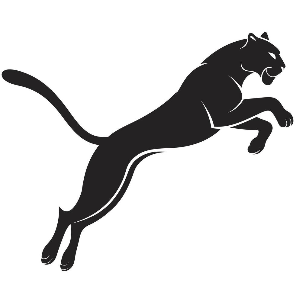 Black Panther Leaping Illustration Graphic vector