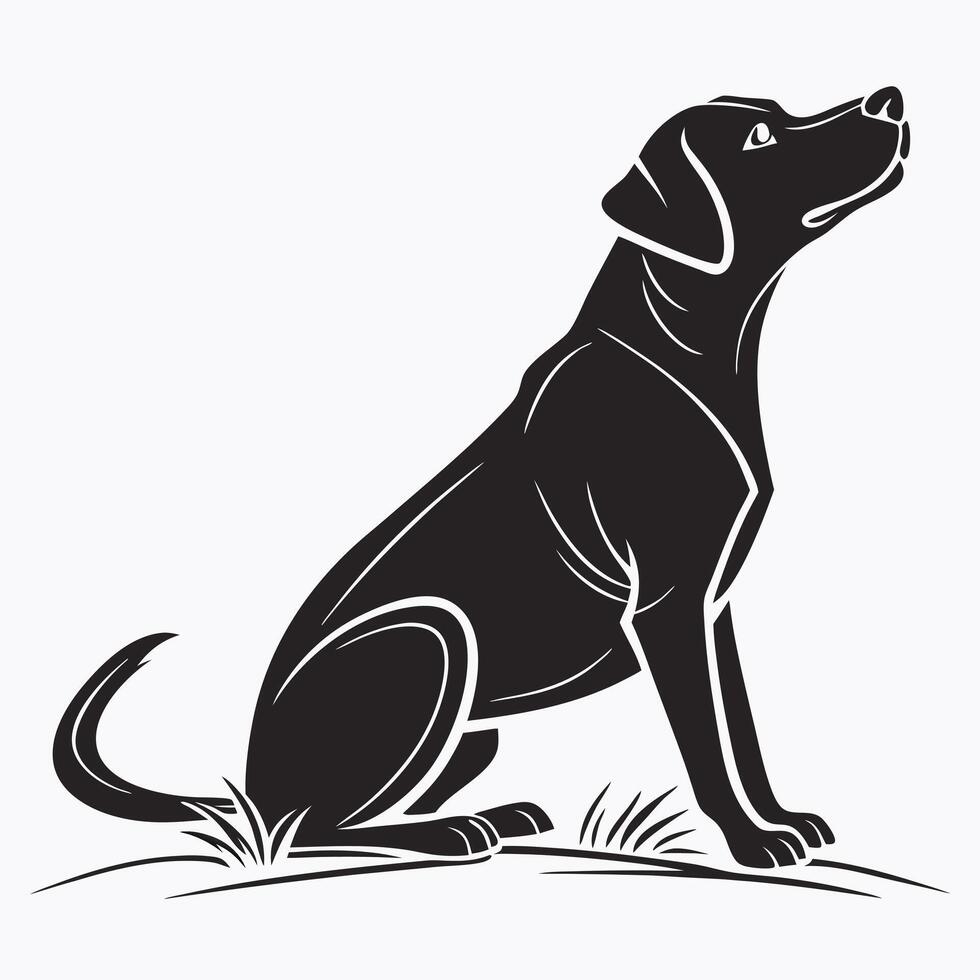 Black Labrador Silhouette Looking Upwards vector