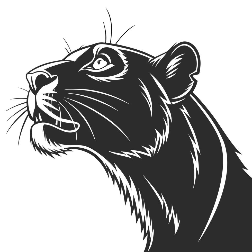 Black Panther Illustration Head Looking Up vector
