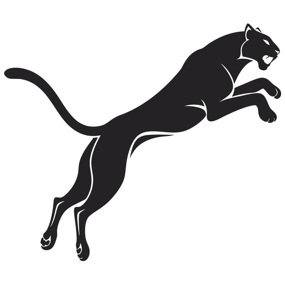 Black Panther Jumping Silhouette Isolated vector