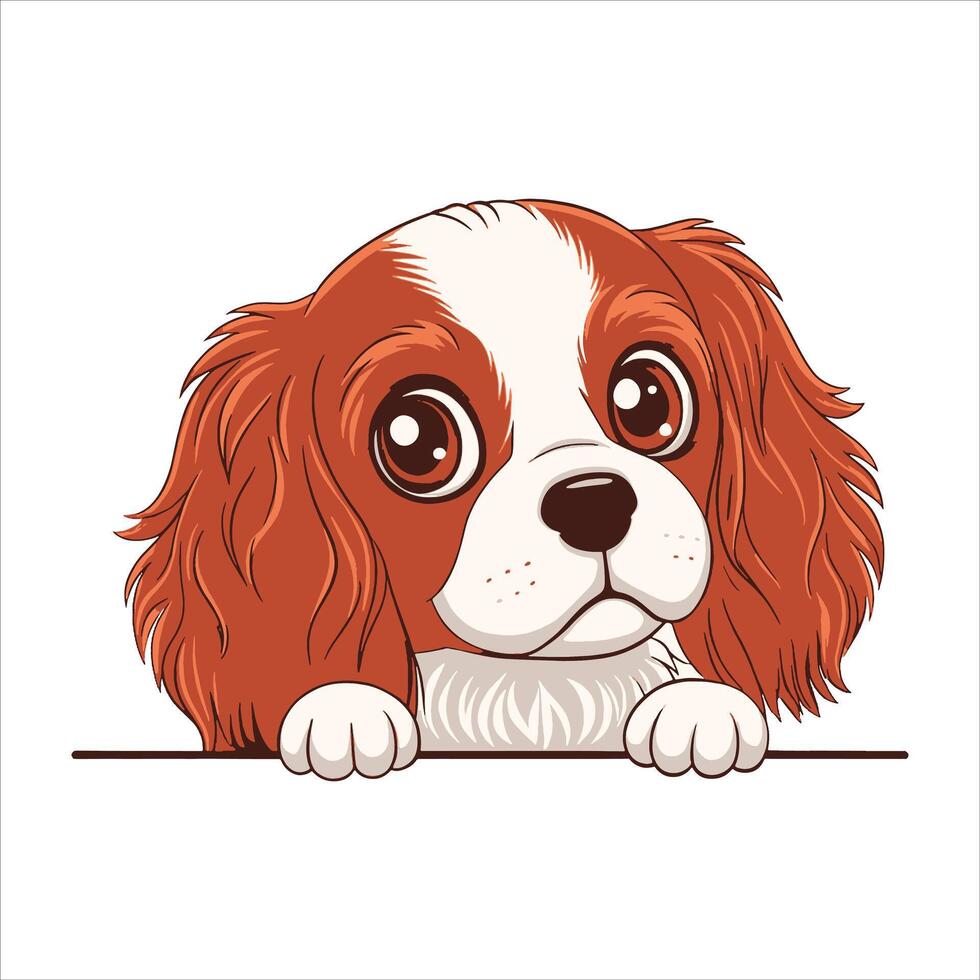 Peeking Cavalier King Charles Spaniel Dog Vectors