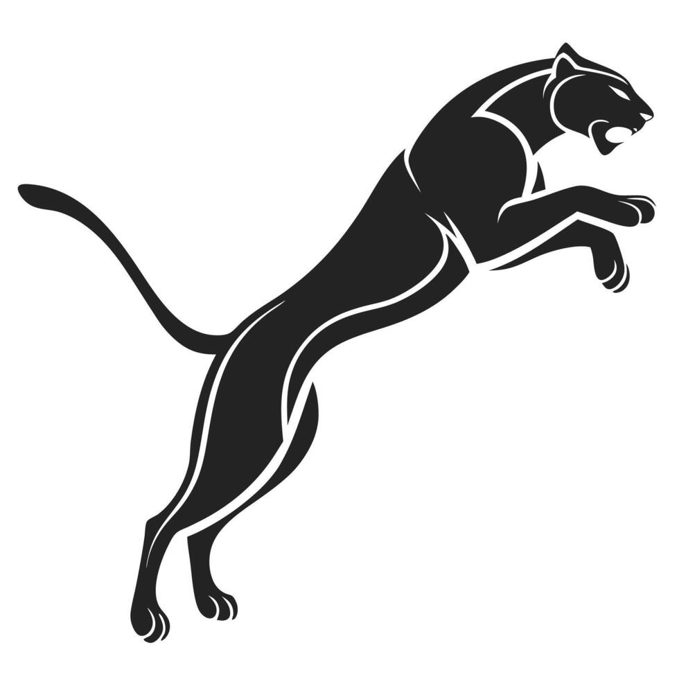 Black Panther Leaping Minimalist Design vector