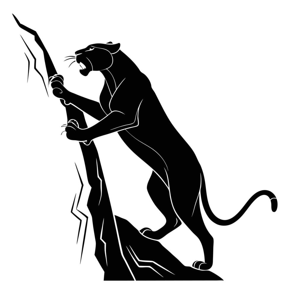 Black Panther Climbing Tree Silhouette vector