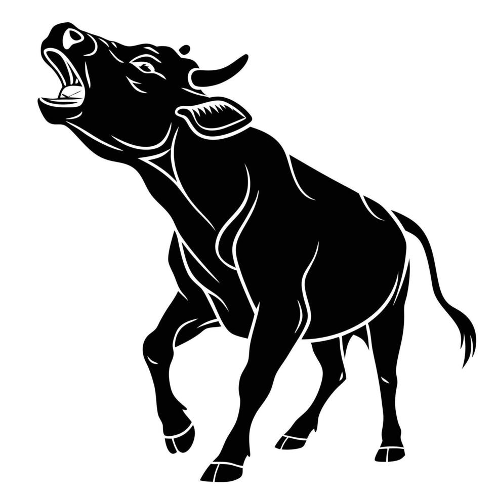 Black Silhouette Illustration Of An Angry Bull vector