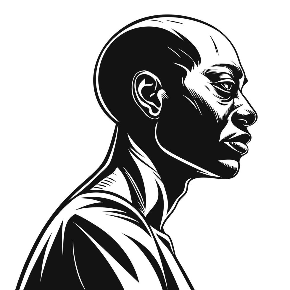 Bold Monochrome Portrait Of A Man vector