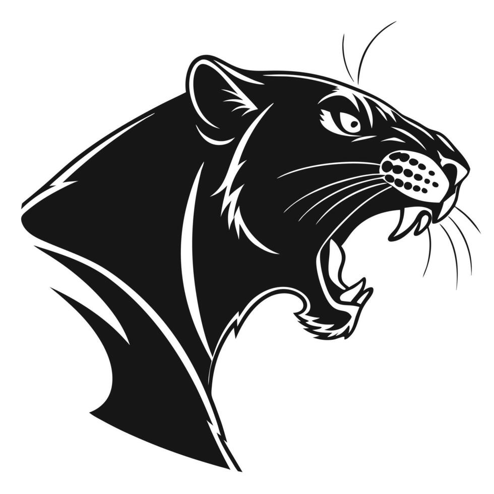 Black Panther Roaring Illustration Art vector