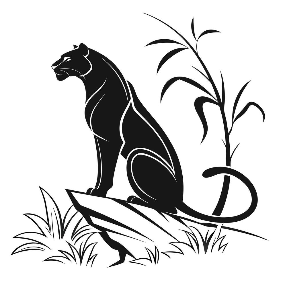 Black Panther Silhouette Graphic On White vector