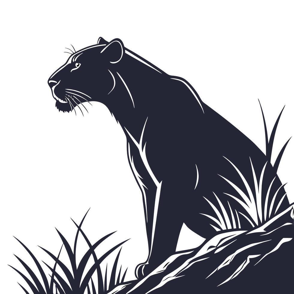 Black Panther Silhouette Wildcat Feline vector