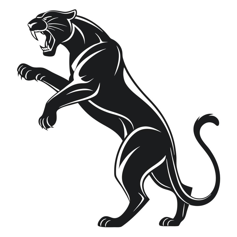 Black Panther Standing And Roaring Illustration vector