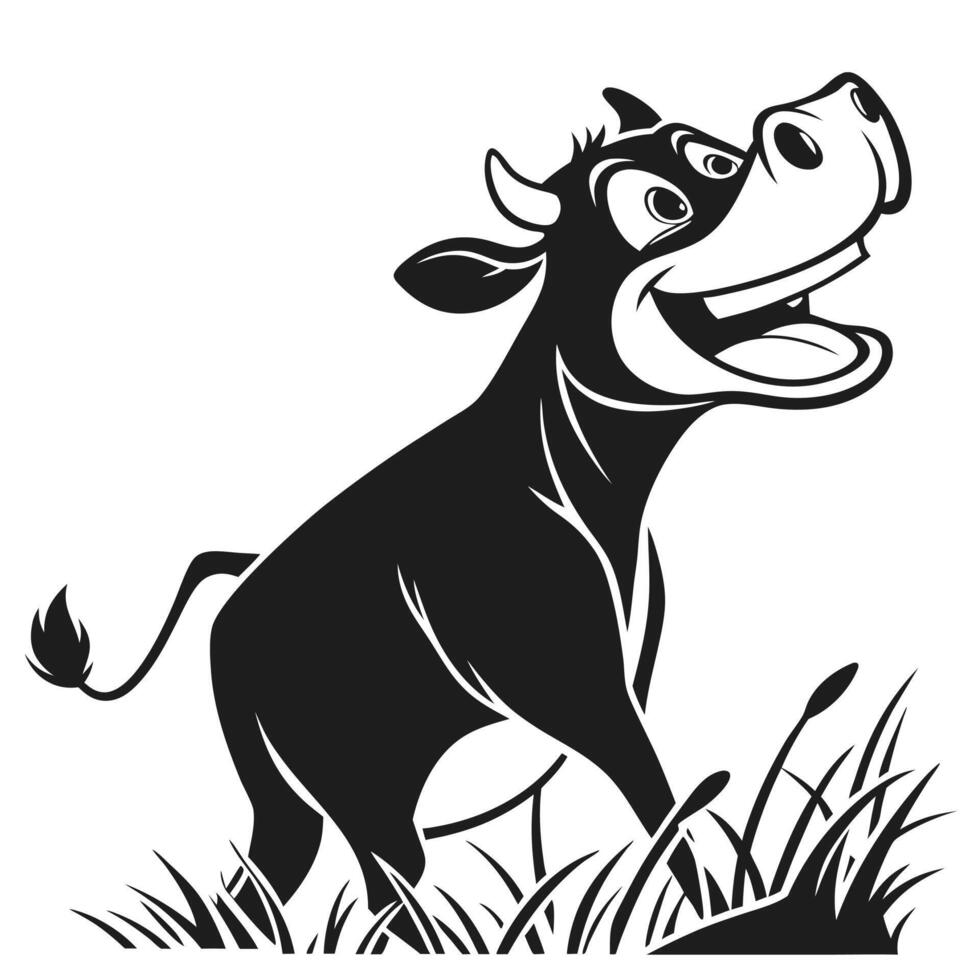 Cartoon Cow Black And White vector